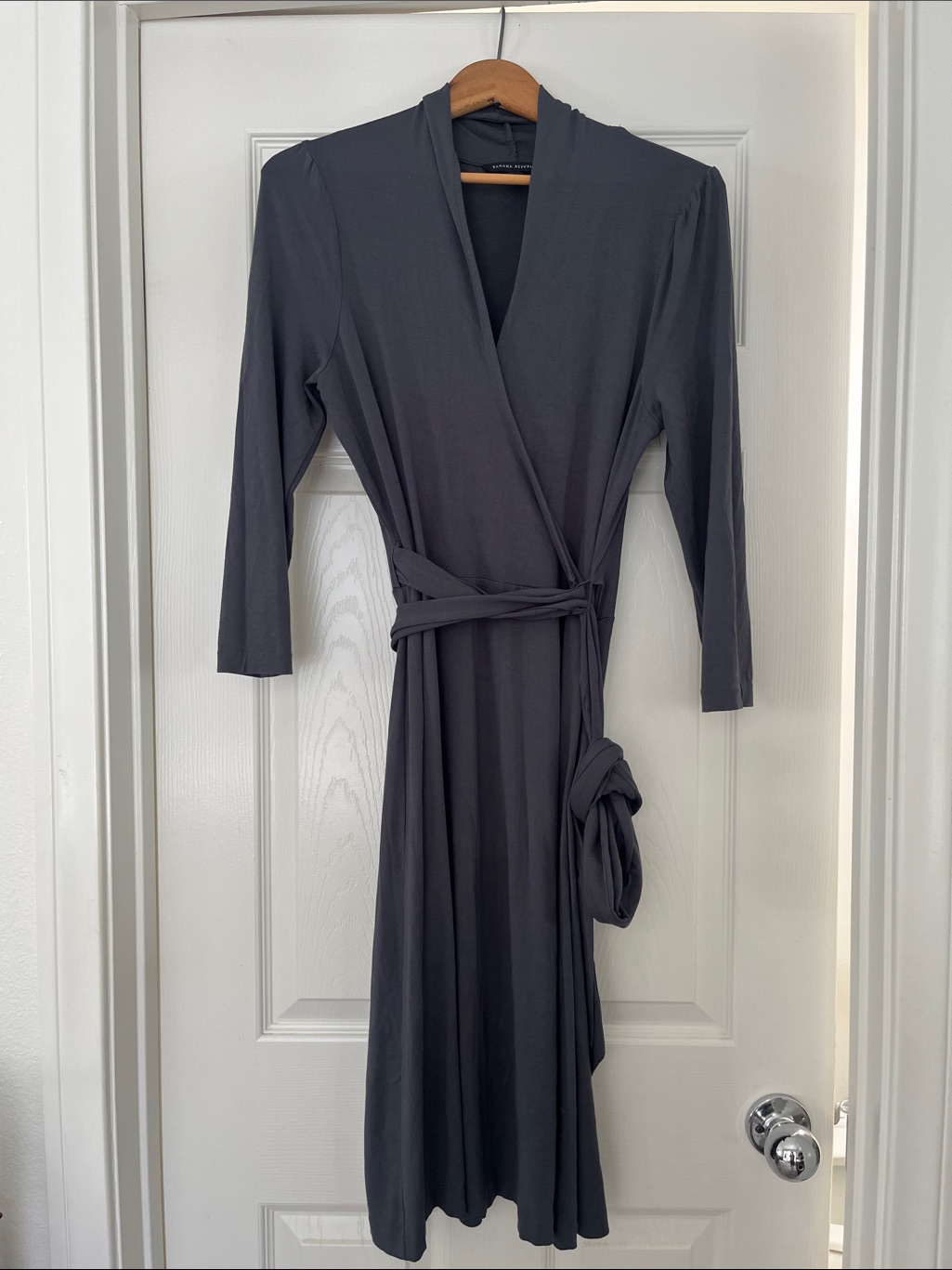 Banana Republic Dark Charcoal Wrap Midi Dress